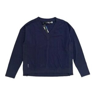 RLX RALPH LAUREN WOMEN'S SZ LRG V-NECK GOLF SWEATER~NAVY~NWT‎